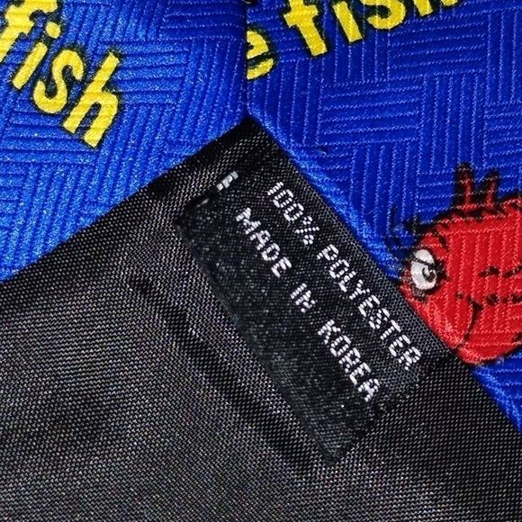Dr. Seuss neck tie blue background red green white blue fish - Picture 5 of 5